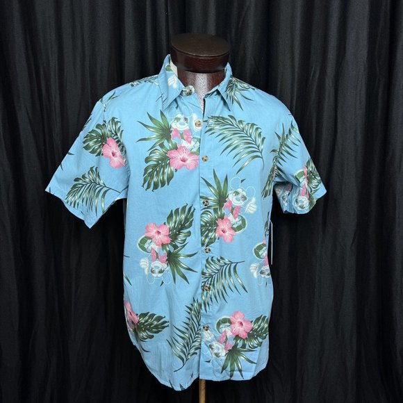 Mens NEFF DISNEY Mickey Mouse Blue Floral Hawaiian Button Up Medium - NWT - Picture 1 of 8